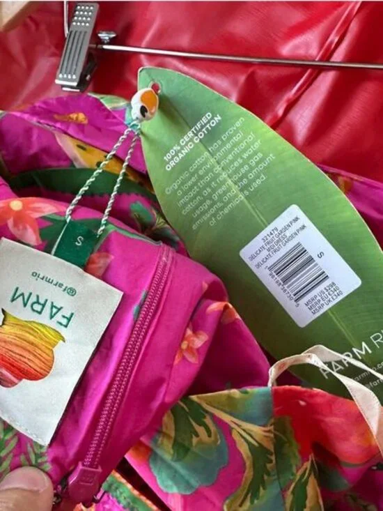 FARM RIO Delicate Fruit Garden Pink Midi Dress Size Small New - Picture 7 of 7